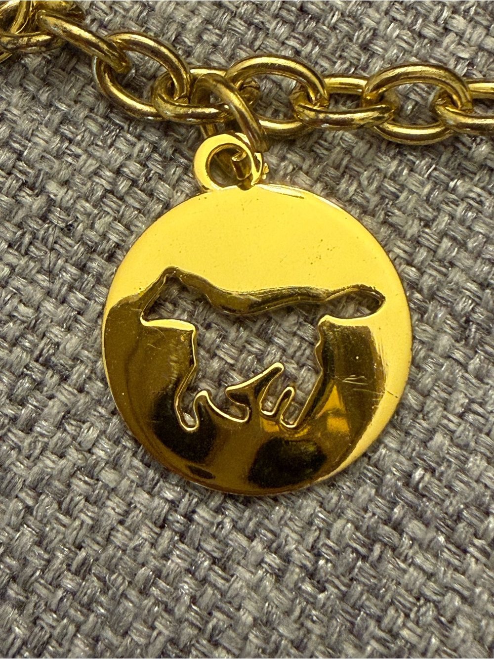 Gold Bag Charm Chain with 'H' Monogram, Dog, Horse & Padlock Charms - Picture 2 of 6